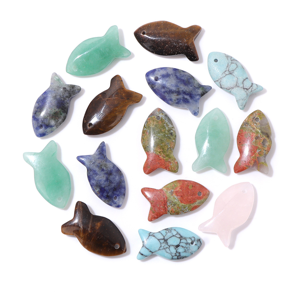 Jewelry Making Gemstones - 2 Stuks Vis Vorm Natuursteen Hangers